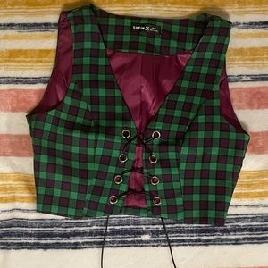 green and purple corset vest (shein X)